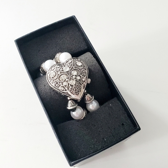 Colleen Lopez Heart and Pearl Silverplated Watch